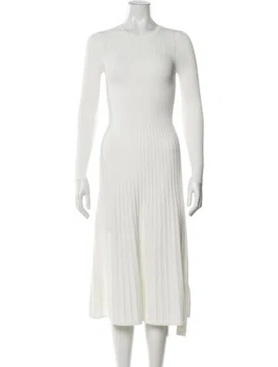 Pre-owned Veronica Beard Crew Neck Midi Length Dress In White