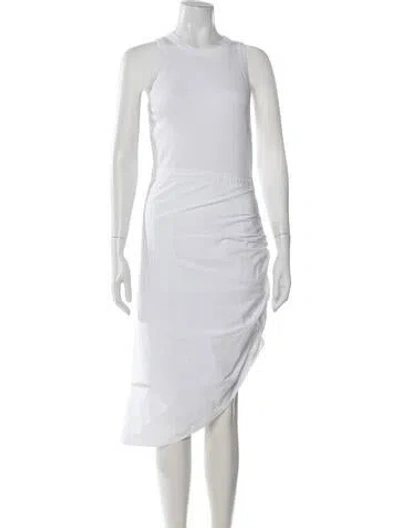Pre-owned Veronica Beard Crew Neck Midi Length Dress In White
