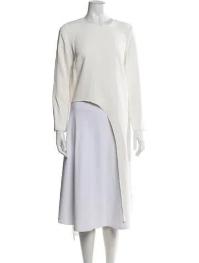 Pre-owned Veronica Beard Crew Neck Midi Length Dress In White