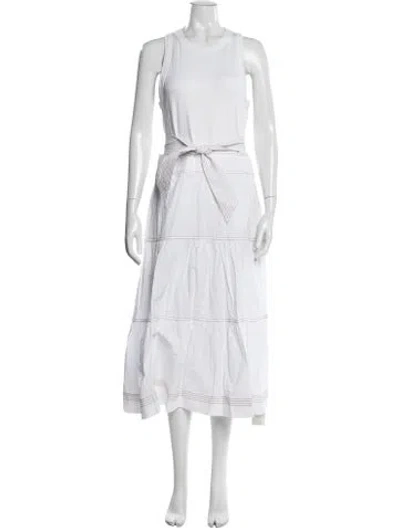 Pre-owned Veronica Beard Crew Neck Midi Length Dress In White