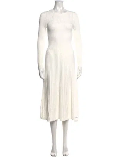 Pre-owned Veronica Beard Crew Neck Midi Length Dress In White