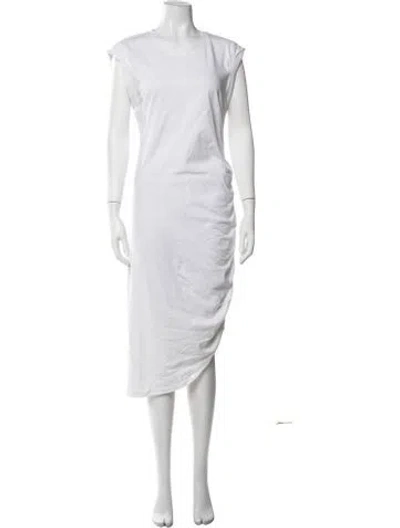 Pre-owned Veronica Beard Crew Neck Midi Length Dress In White