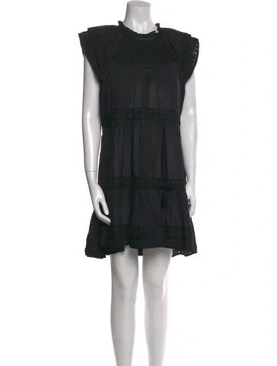 Pre-owned Veronica Beard Crew Neck Mini Dress In Black