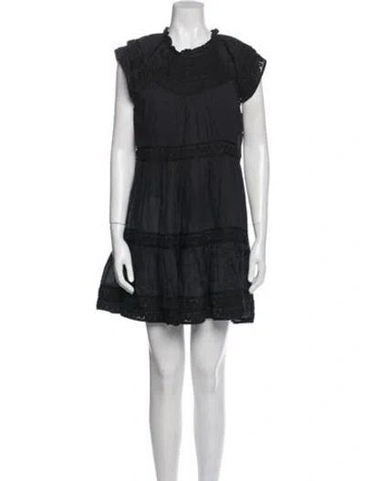 Pre-owned Veronica Beard Crew Neck Mini Dress In Black
