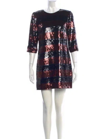 Pre-owned Veronica Beard Crew Neck Mini Dress In Black