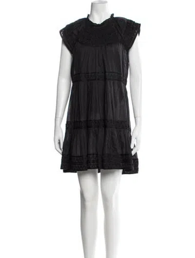 Pre-owned Veronica Beard Crew Neck Mini Dress In Black