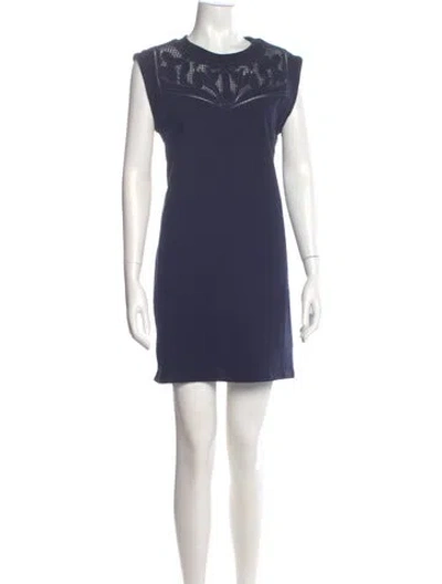 Pre-owned Veronica Beard Crew Neck Mini Dress In Blue