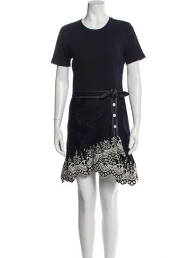 Pre-owned Veronica Beard Crew Neck Mini Dress In Blue