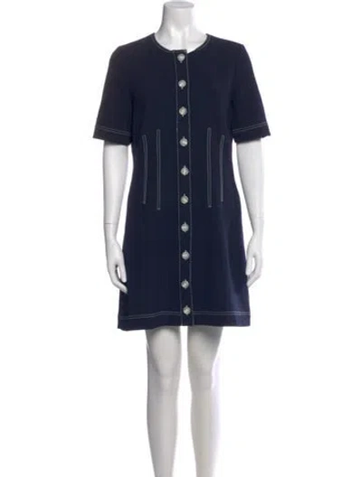 Pre-owned Veronica Beard Crew Neck Mini Dress In Blue