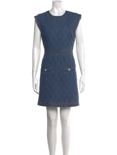 Pre-owned Veronica Beard Crew Neck Mini Dress In Blue