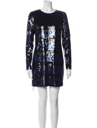 Pre-owned Veronica Beard Crew Neck Mini Dress In Blue