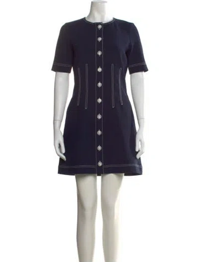 Pre-owned Veronica Beard Crew Neck Mini Dress In Blue