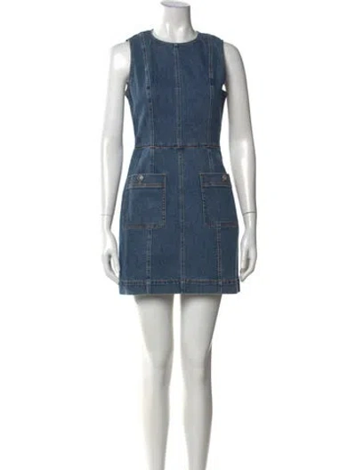 Pre-owned Veronica Beard Crew Neck Mini Dress In Blue
