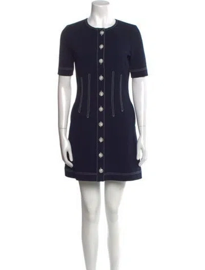 Pre-owned Veronica Beard Crew Neck Mini Dress In Blue