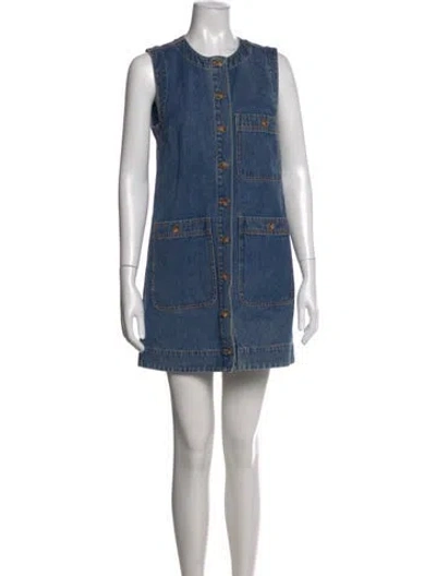 Pre-owned Veronica Beard Crew Neck Mini Dress In Blue
