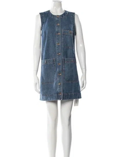 Pre-owned Veronica Beard Crew Neck Mini Dress In Blue