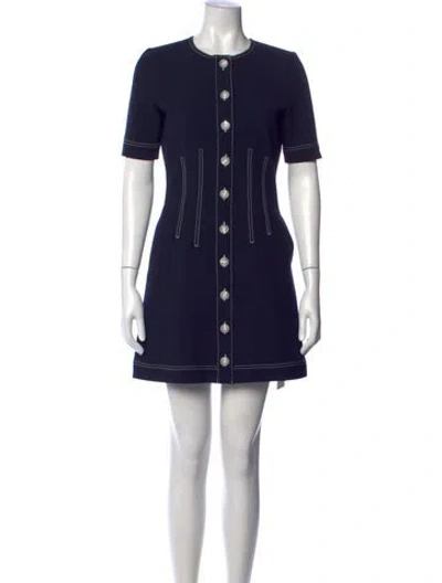 Pre-owned Veronica Beard Crew Neck Mini Dress In Blue