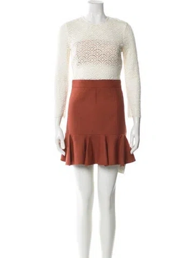 Pre-owned Veronica Beard Crew Neck Mini Dress In Brown