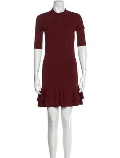 Pre-owned Veronica Beard Crew Neck Mini Dress In Burgundy