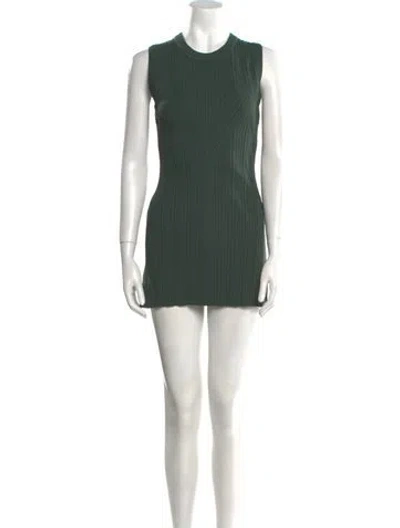 Pre-owned Veronica Beard Crew Neck Mini Dress In Green