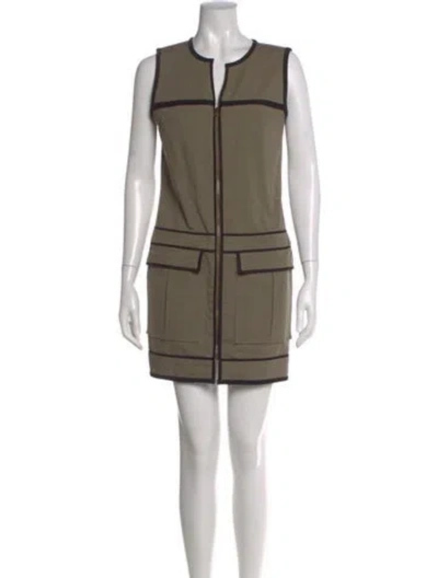 Pre-owned Veronica Beard Crew Neck Mini Dress In Green