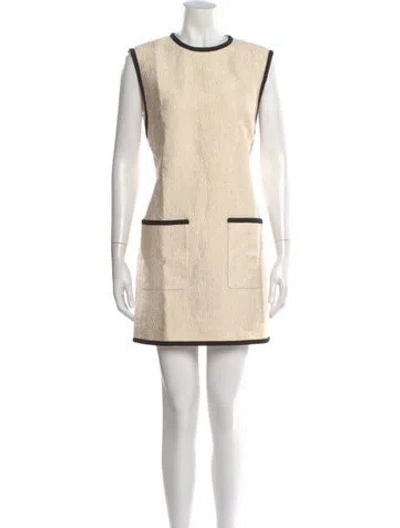 Pre-owned Veronica Beard Crew Neck Mini Dress In Neutral