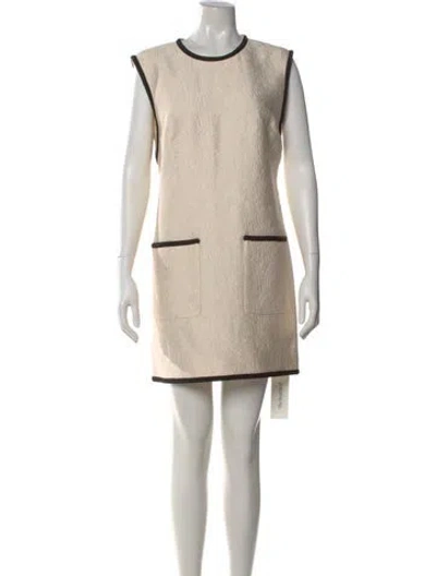 Pre-owned Veronica Beard Crew Neck Mini Dress In Neutral