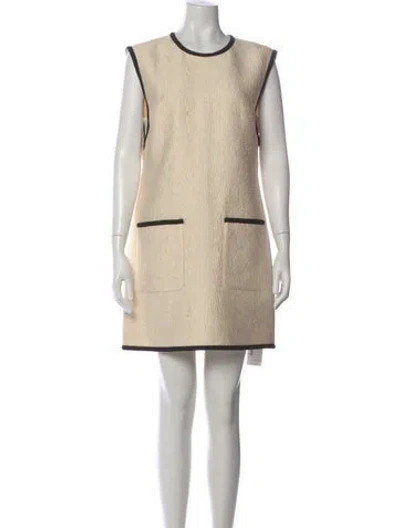 Pre-owned Veronica Beard Crew Neck Mini Dress In Neutral