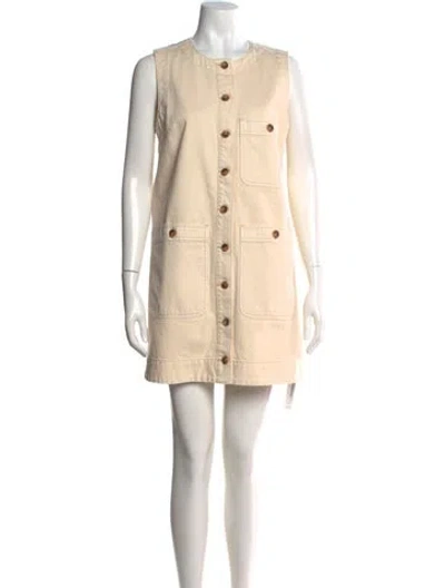 Pre-owned Veronica Beard Crew Neck Mini Dress In Neutral
