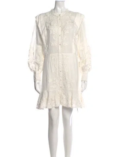 Pre-owned Veronica Beard Crew Neck Mini Dress In White