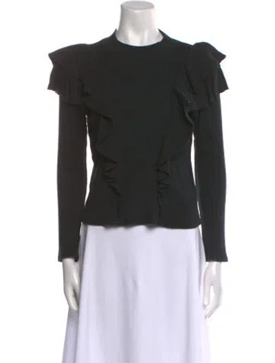 Pre-owned Veronica Beard Crew Neck Short Sleeve Blouse In Black