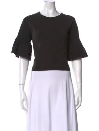 Pre-owned Veronica Beard Crew Neck Short Sleeve Blouse In Black