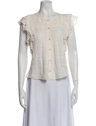 Pre-owned Veronica Beard Crew Neck Short Sleeve Blouse In Multi
