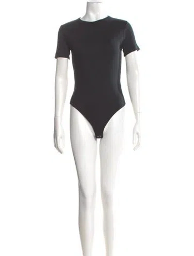 Pre-owned Veronica Beard Crew Neck Short Sleeve Bodysuit In Black