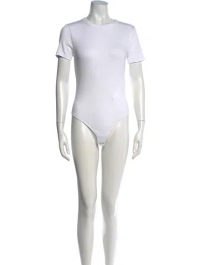 Pre-owned Veronica Beard Crew Neck Short Sleeve Bodysuit In White