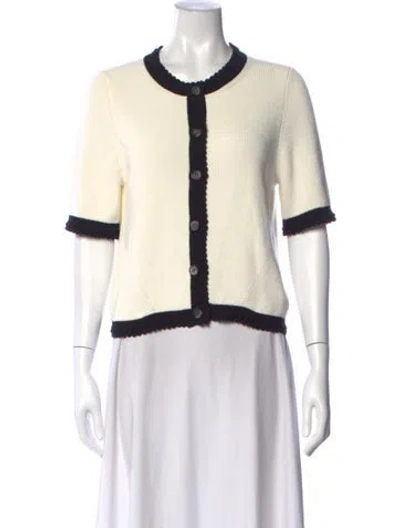 Pre-owned Veronica Beard Crew Neck Short Sleeve Button-up Top W/ Tags In Neutral