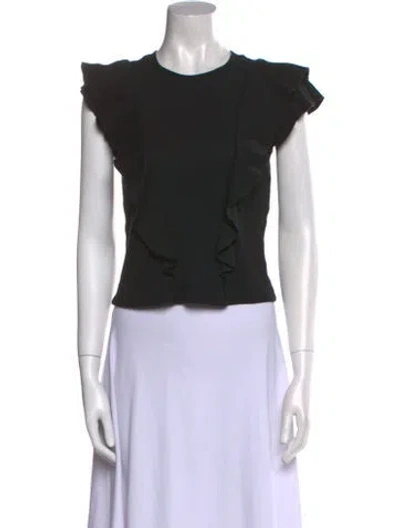 Pre-owned Veronica Beard Crew Neck Short Sleeve Crop Top In Black