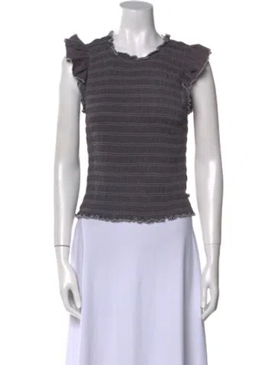 Pre-owned Veronica Beard Crew Neck Short Sleeve Crop Top In Black
