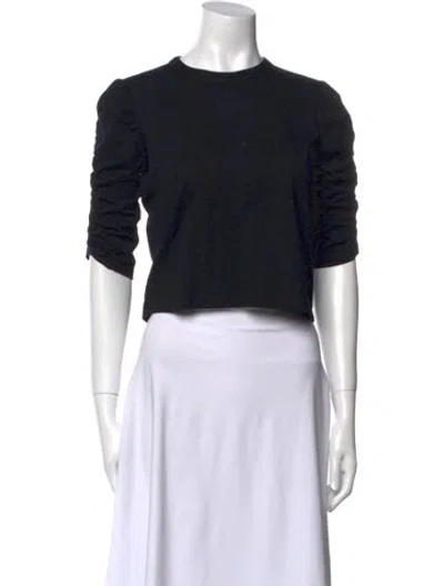 Pre-owned Veronica Beard Crew Neck Short Sleeve Crop Top In Black