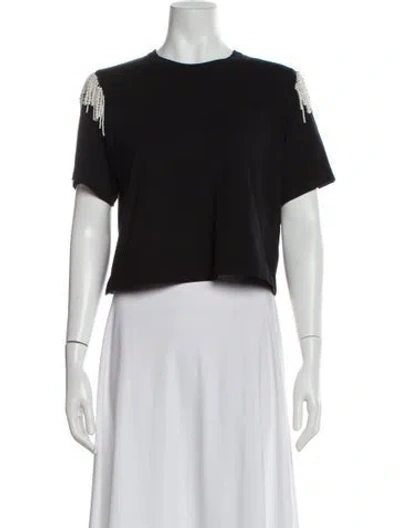 Pre-owned Veronica Beard Crew Neck Short Sleeve Crop Top In Black
