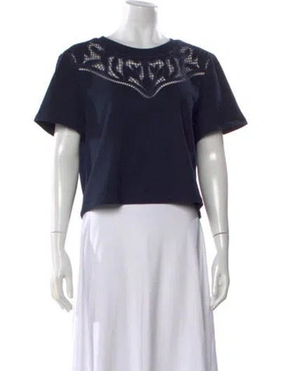 Pre-owned Veronica Beard Crew Neck Short Sleeve Crop Top In Black