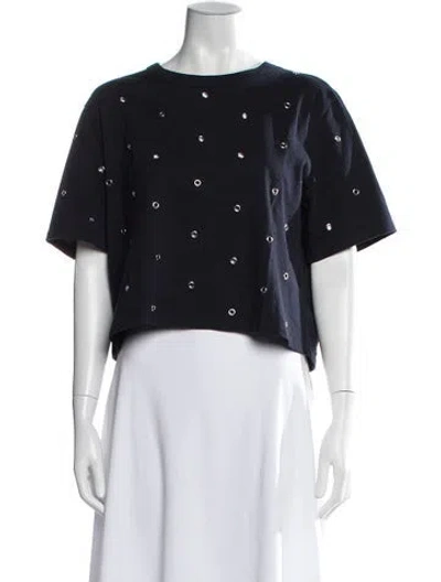 Pre-owned Veronica Beard Crew Neck Short Sleeve Crop Top In Blue