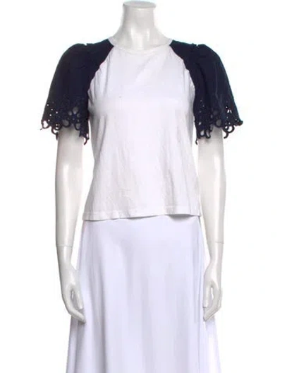 Pre-owned Veronica Beard Crew Neck Short Sleeve Crop Top In Multi