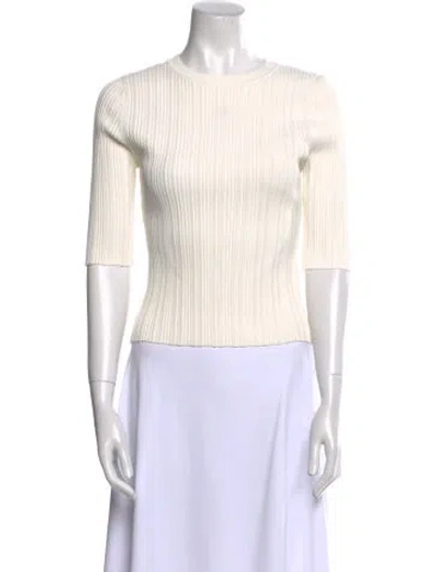 Pre-owned Veronica Beard Crew Neck Short Sleeve Crop Top In Neutral
