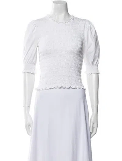 Pre-owned Veronica Beard Crew Neck Short Sleeve Crop Top In White