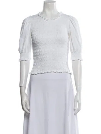 Pre-owned Veronica Beard Crew Neck Short Sleeve Crop Top In White