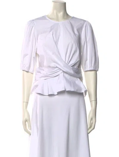 Pre-owned Veronica Beard Crew Neck Short Sleeve Crop Top In White