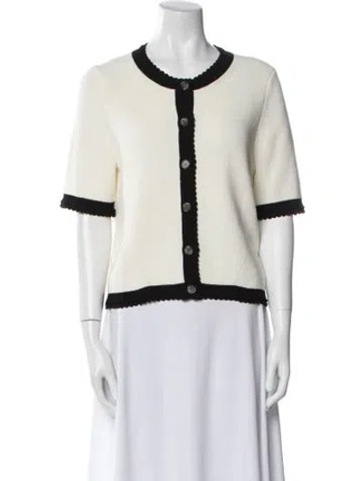 Pre-owned Veronica Beard Crew Neck Short Sleeve Crop Top In White