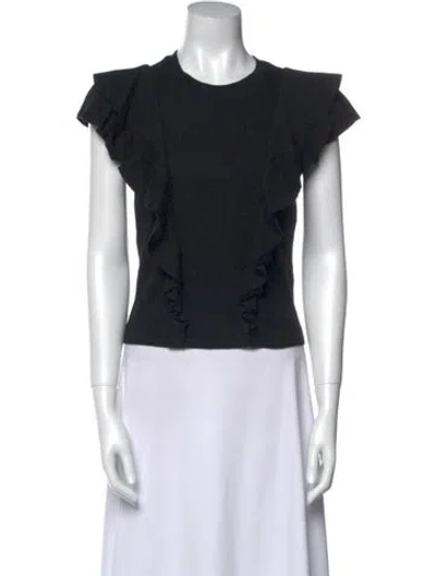 Pre-owned Veronica Beard Crew Neck Short Sleeve Top In Black