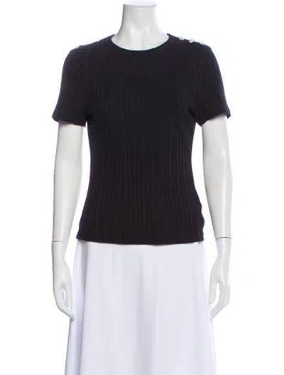 Pre-owned Veronica Beard Crew Neck Short Sleeve Top In Black